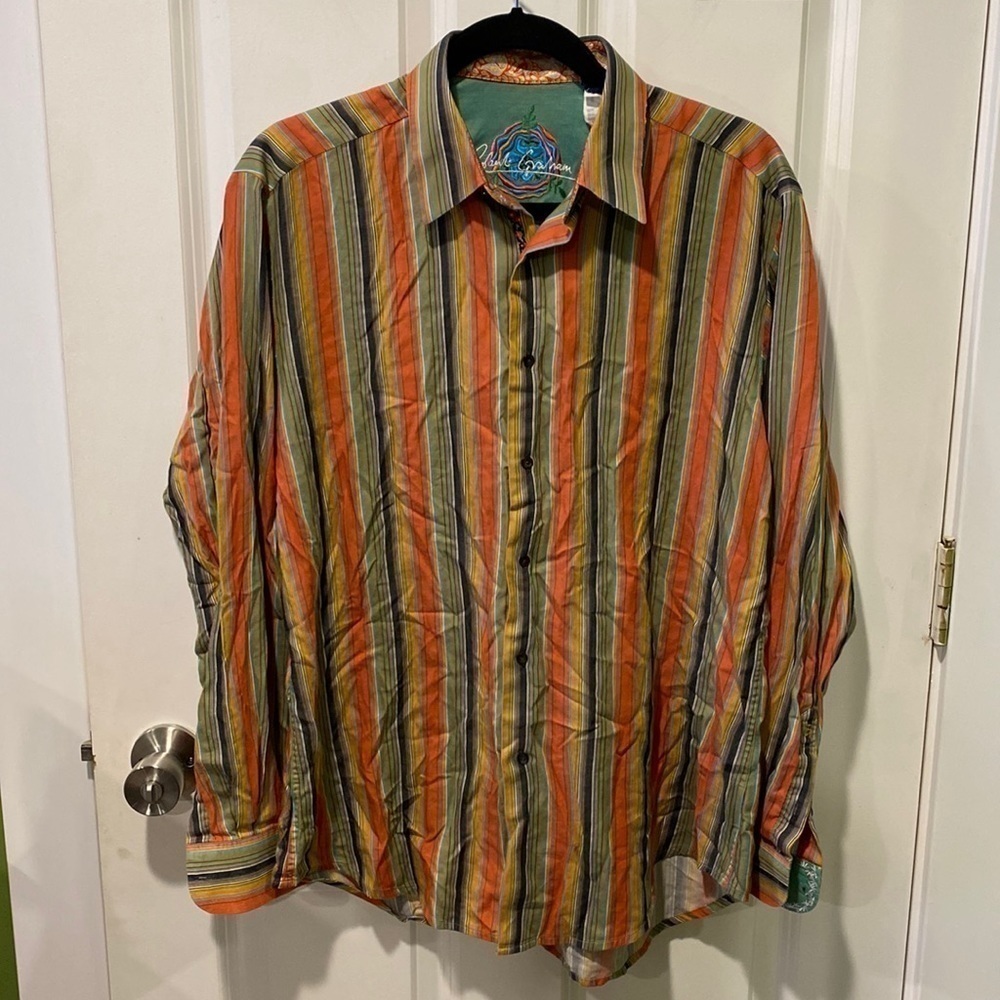 Robert Graham Striped Button Down Shirt EUC